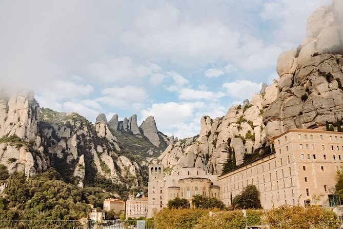 The rounded rock needles of Montserrat standing over the abbey