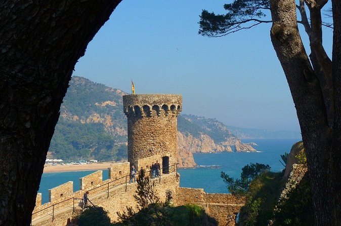 The walled headland of Tossa de Mar above the sea on the Costa Brava
